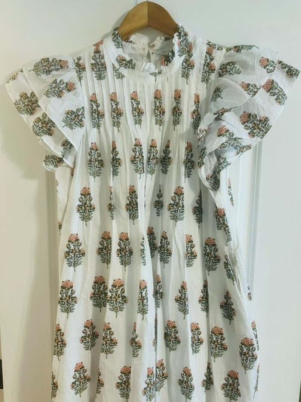 Crown & Ivy floral mini, A-line dress with ruffles and pin tucks, NWOT